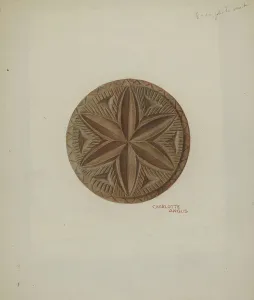 Angus Charlotte Prints: Pa. German Butter Mold, c. 1940. Creator: Charlotte Angus