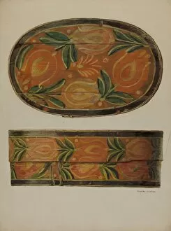 Oval Shaped Gallery: Pa. German Cap Box, c. 1937. Creator: Frances Lichten