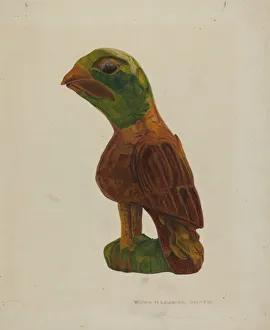 Handmade Gallery: Pa. German Carved Bird, c. 1939. Creator: William H Edwards