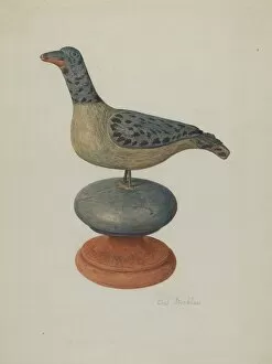 Item Gallery: Pa. German Carved Bird, c. 1940. Creator: Carl Strehlau