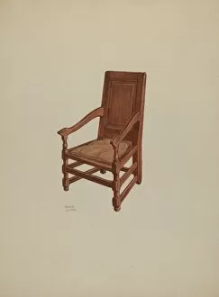 Pennsylvanian Gallery: Pa. German Chair, c. 1938. Creator: Frances Lichten