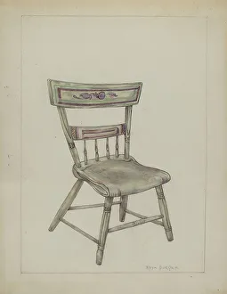 Rosa Burger Prints: Pa. German Chair, c. 1940. Creator: Rosa Burger