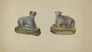 Pa German Gallery: Pa. German Chalkware Sheep, c. 1937. Creator: Dorothy Harris