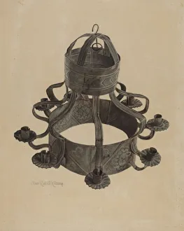 Chandeliers Gallery: Pa. German Chandelier, 1935 / 1942. Creator: Elmer R. Kottcamp