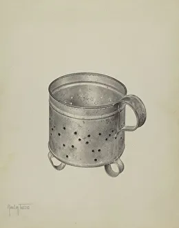 Strainer Prints: Pa. German Cheese Strainer, c. 1940. Creator: Amelia Tuccio