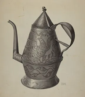 Frances Lichten Prints: Pa. German Coffee Pot, c. 1936. Creator: Frances Lichten