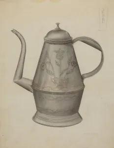 Samuel O Prints: Pa. German Coffee Pot, c. 1937. Creator: Samuel O. Klein
