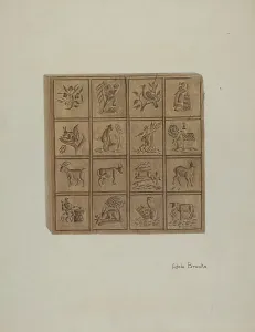 Animal Motif Prints: Pa. German Cookie Cutter, c. 1941. Creator: Adele Brooks