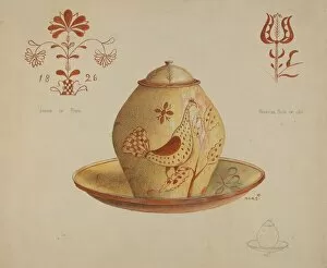 Item Gallery: Pa. German Covered Jar, 1935 / 1942. Creator: Margaret Stottlemeyer