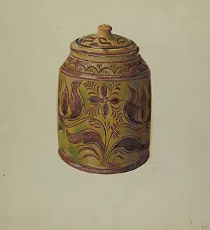 Covered Prints: Pa. German Covered Jar, c. 1938. Creator: William L. Antrim