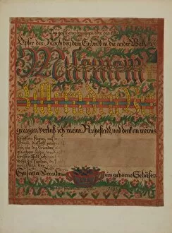 Albert J Collection: Pa. German Death Certificate, c. 1937. Creator: Albert J. Levone