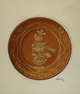 Eugene Shellady Prints: Pa. German Dish, 1936. Creator: Eugene Shellady