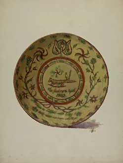 Eugene Shellady Prints: Pa. German Dish, 1937. Creator: Eugene Shellady
