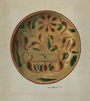 Stewart Robert Prints: Pa. German Dish, 1939. Creator: Robert Stewart