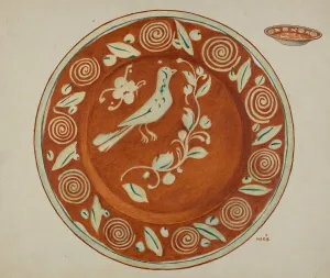 Spiral Prints: Pa. German Dish, c. 1936. Creator: Margaret Stottlemeyer