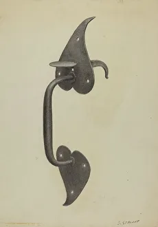 Pennsylvania German Prints: Pa. German Door Handle, c. 1938. Creator: Jack Staloff