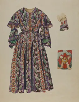 Pleats Prints: Pa. German Dress, 1935 / 1942. Creator: Betty Jacob