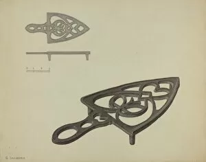 Domestic Collection: Pa. German Flat-iron Holder, c. 1938. Creator: Gordon Sanborn