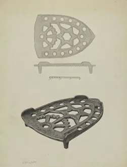 Pa German Prints: Pa. German Flat-iron Holder, c. 1939. Creator: Julius Bellamy