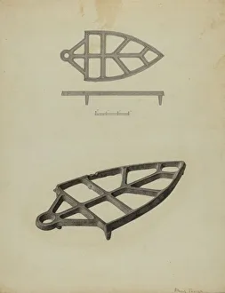 Pennsylvania German Prints: Pa. German Flat-iron Holder, c. 1938. Creator: Albert Taxson