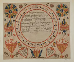 Fraktur Prints: Pa. German Fraktur, 1935 / 1942. Creator: Albert J. Levone