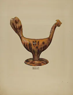 Anderson Elmer G Prints: Pa. German Gravy Boat, c. 1938. Creator: Elmer G Anderson