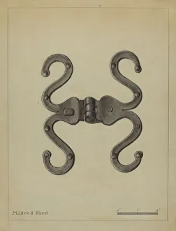 Mildred Ford Prints: Pa. German Hinge, c. 1936. Creator: Mildred Ford