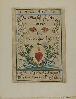 Pa German Prints: Pa. German Illustrated Fractur, c. 1939. Creator: Jerry Guinta