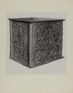 Iron Work Prints: Pa. German Jamb Stove, c. 1942. Creator: Charles Von Urban