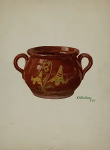 Glazed Pottery Prints: Pa. German Jar, 1936. Creator: Eugene Shellady