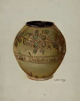 Eugene Shellady Prints: Pa. German Jar, 1936. Creator: Eugene Shellady