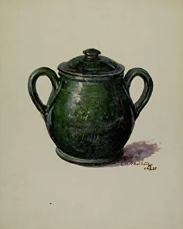 Eugene Shellady Prints: Pa. German Jar, 1937. Creator: Eugene Shellady