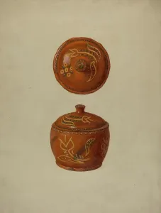Pennsylvania German Prints: Pa. German Jar with Cover, c. 1937. Creator: Max Soltmann