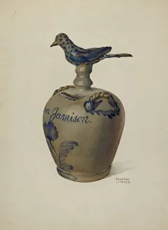 Slip Decoration Prints: Pa. German Money Bank, c. 1936. Creator: Frances Lichten