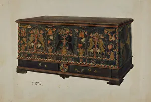 Big Cat Gallery: Pa. German Painted Chest, c. 1938. Creator: Frances Lichten