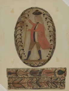 Pa. German Painted Wooden Box, c. 1937. Creator: Elmer G Anderson