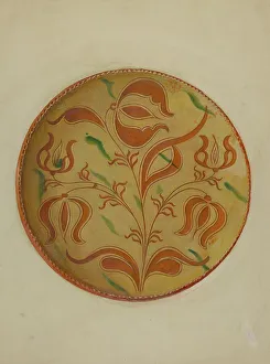 Pa German Prints: Pa. German Pie Dish, c. 1936. Creator: Max Soltmann