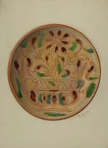 Antrim Prints: Pa. German Pie Dish, c. 1937. Creator: William L. Antrim