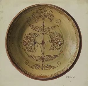 Angus Charlotte Prints: Pa. German Pie Dish, c. 1940. Creator: Charlotte Angus