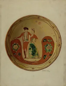 Eugene Shellady Prints: Pa. German Pie Plate, 1937. Creator: Eugene Shellady