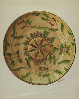 Antrim Prints: Pa. German Pie Plate, c. 1936. Creator: William L. Antrim