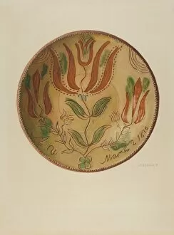 Crockery Gallery: Pa. German Plate, 1935 / 1942. Creator: Austin L. Davison