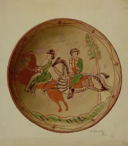 Riding Habit Prints: Pa. German Plate, 1936. Creator: Eugene Shellady