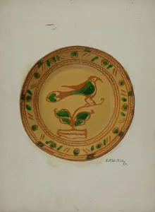 Eugene Shellady Prints: Pa. German Plate, 1936. Creator: Eugene Shellady