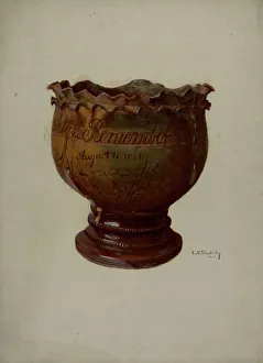 Glazed Pottery Prints: Pa. German Plate, 1936. Creator: Eugene Shellady