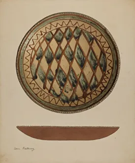 Folk Art Prints: Pa. German Plate, 1937. Creator: Aaron Fastovsky