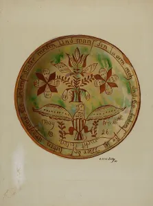 Eugene Shellady Prints: Pa. German Plate, 1937. Creator: Eugene Shellady