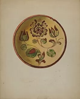 Albert J Collection: Pa. German Plate, c. 1936. Creator: Albert J. Levone