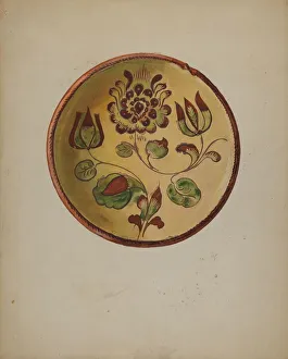 Levone Albert J Prints: Pa. German Plate, c. 1936. Creator: Albert J. Levone