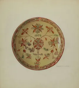 Angus Charlotte Prints: Pa. German Plate, c. 1936. Creator: Charlotte Angus